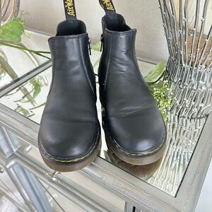 Dr. Martens Black Leather Ankle Boots with Side Zip